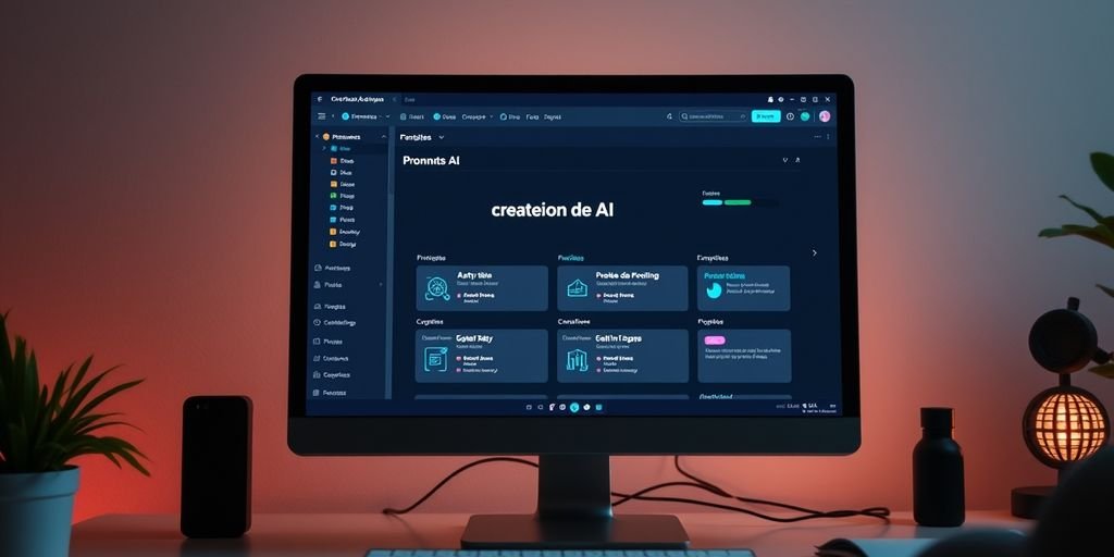 Écran d'ordinateur avec interface de prompt AI