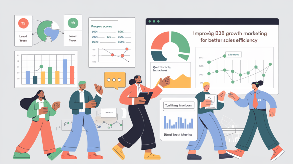 Growth Marketing B2B Illustration dun tableau de bord de scoring de leads dans un environnement B2B