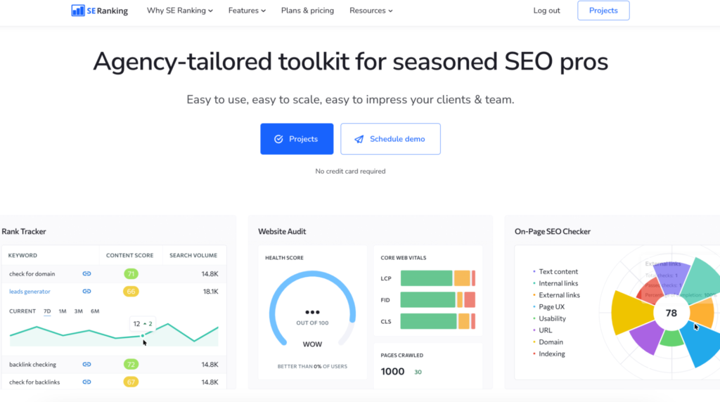  SE Ranking Application SEO complète intégrant l'IA SEO pour l'optimisation. Ce seo web tool offre une suite d'outils pour le référencement naturel et l'analyse de contenu, avec une version d'essai gratuite.