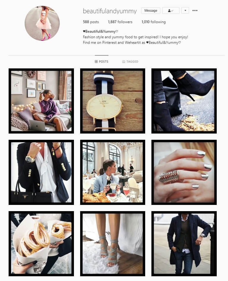 instagram feed black border theme